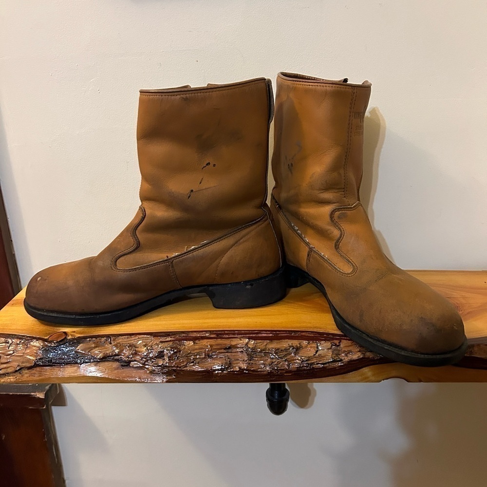 Vintage Kingthread steel toe leather boots size 10